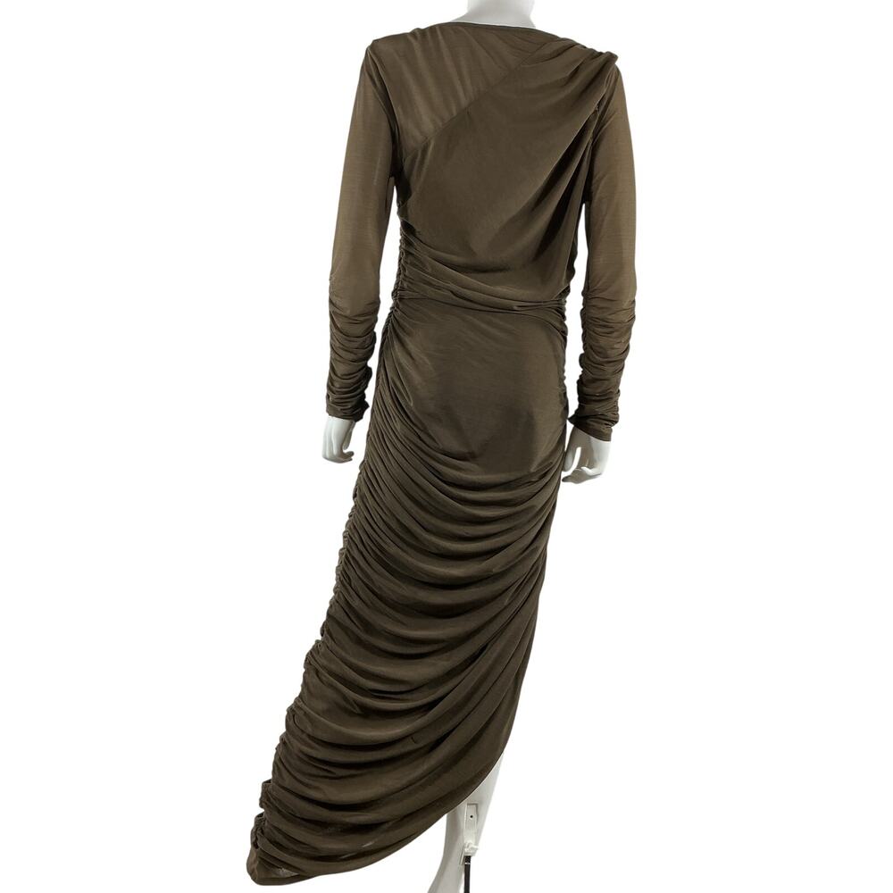 Lpa Ruched Dusty Olive Elena Dress Size L - Picture 3 of 4